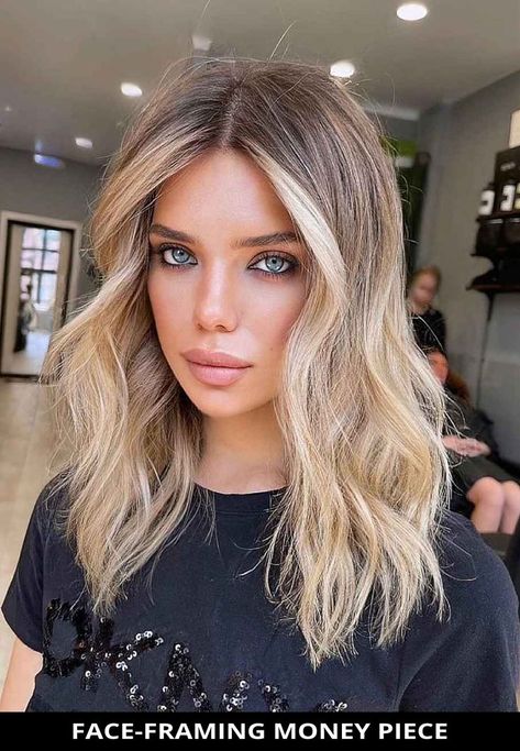 Hair With Money Piece, Hair References, Tan Skin Blonde Hair, Ombre Hair Blonde, Money Piece, Dirty Blonde Hair, Blonde Hair Inspiration, Balayage Hair Blonde, Blonde Hair Looks