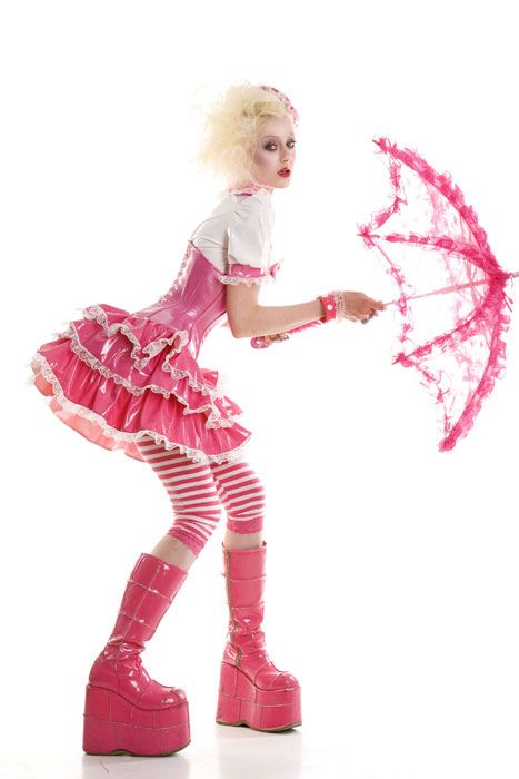 http://www.artificeclothing.com/em/shop/scripts/prodview.asp?idproduct=226 Pink Clown Costume, Clown Drag, Pink Seduction, Pink Clown, Pink Pvc, Clown Costume, Rainbow Brite, Costume Party, Spreads