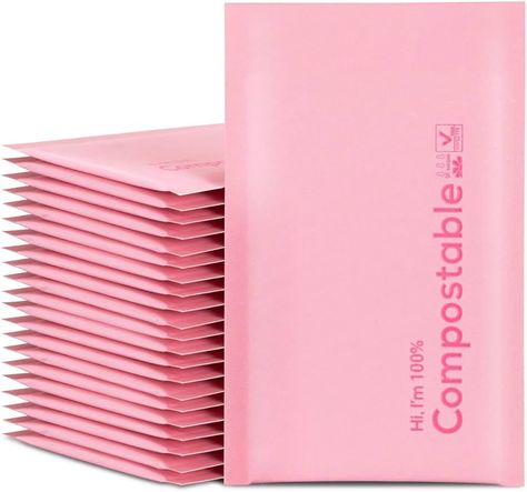 Amazon.com : 4x8 100% Biodegradable Bubble Mailers,25 Count Pink #000 Compostable Padded Packaging Wrap Envelopes Pouches Eco Friendly Self Seal Bags : Office Products Bags Office, Corporate Image, Compostable Packaging, Addressing Envelopes, Bubble Envelopes, Office Products, Pharmacy Gifts, Biodegradable Products, Envelope