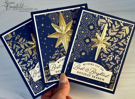 Stampin Up Star Of Light, Stampin Up Anleitung, Stampin Up Weihnachten, Stamped Christmas Cards, Oh Holy Night, Star Cards, Stampin Up Christmas Cards, O Holy Night, Stampin Up Christmas