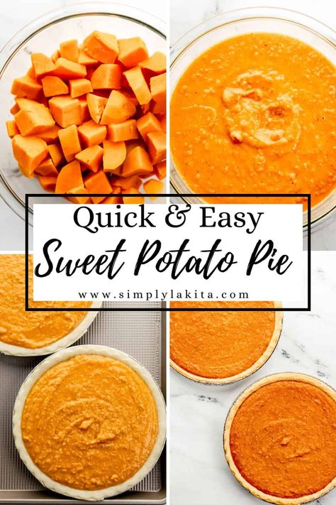 This Easy Sweet Potato Pie is a simple to prepare, homemade version of a classic southern treat. It's sweet, creamy, and full of flavor. Make this recipe soon, you won't be disappointed! simplylakita.com #easysweetpotatopie Sweet Potato Pie Without Evaporated Milk, Sugar Free Sweet Potato Pie, Mini Sweet Potato Pie Recipes, Easy Sweet Potato Pie, Healthy Sweet Potato Pie, Sweet Potato Pie Recipe Easy, Sweet Potato Pie Recipes, Easy Homemade Noodles, Homemade Sweet Potato Pie