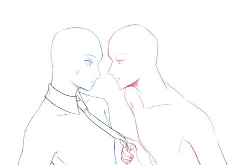 Reminds me of Victor and Yuuri!! Y'know that part when Yuuri pulled Victor's tie and said that Victor belonged to him? Like omg Couple Reference, Tie Drawing, Shino Aburame, Couple Poses Drawing, Couple Sketch, Couple Poses Reference, Anatomy Sketches, Poses References, Figure Drawing Reference