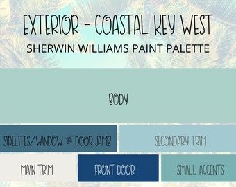 Outdoor Paint Colors For Small House, Exterior Paint Colors For House Stucco Beach, Outdoor Paint Colors Home Exteriors Coastal, Coastal Outside House Colors, Tropical Home Exterior Paint Colors, Key West Style Homes Exterior Paint Colors, Coastal Exterior House Colors Key West, Coastal Home Colors Exterior, Florida Keys House Exterior