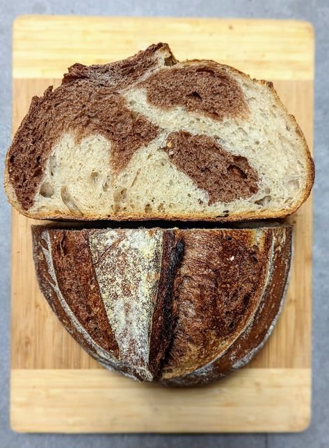 Sourdough Marbled Rye Bread Recipe, Cocoa Sourdough Bread, Sourdough Marble Rye Bread Recipe, Marbled Rye Sourdough, Marble Rye Sourdough, Marble Sourdough Bread, Recipes With Rye Flour, Bread Recipes Sourdough, Marble Bread Recipe