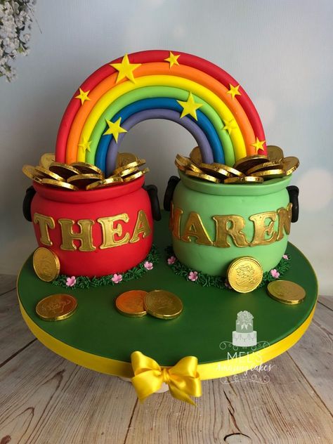 Pot Of Gold Cake, Latest Birthday Cake, Girly Birthday Cakes, Chocolate Gold Coins, Pots Of Gold, New Birthday Cake, Chocolate Gold, Saint Patties, Gold Cake