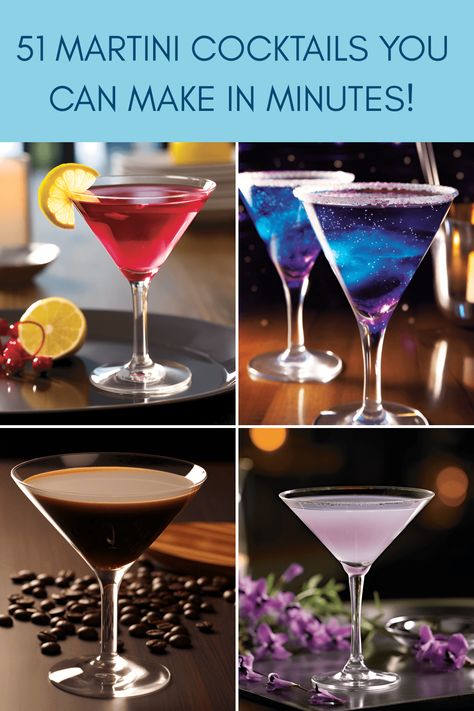 Pretty Martini Drinks, Different Types Of Martinis, New Years Martini Recipes, Unique Martini Recipes, Flavored Martini Recipes, Festive Martinis, Fun Martinis, Fun Martini Recipes, Martini Bar Party Ideas