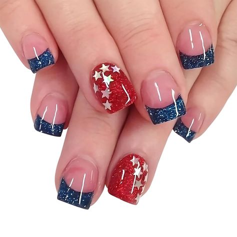 PRICES MAY VARY. Independence Day Style Designs: Calling all who love America,these July 4th fake nails are made for Independence Day, Provide a special festive atmosphere for Independence Day,It is an ideal choice to showcase your unique taste and personality. Package Contents: 24 Pcs Independence Day Press on Nails +1 Nail File + 24 Pcs Jelly Glue Stickers+1 wooden stick.(Durability of jelly glue is not as good as liquid glue, but it makes fake nails reusable. Please use suitable glue accordin Nails Short Square, Acrylic Nail Set, Press On Nails Short, Nagel Tips, Nail Remover, Nails Set, Fake Nails With Glue, July Nails, New Nail Art