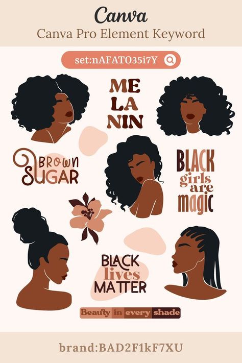 Canva Element Keywords. Black Woman, Minimali Afro Logo Design Inspiration, Afro Logo Design, Wallpaper Hair Salon, Procreate Characters, Canva Clipart, Personal Manifesto, Free Ipad Wallpaper, Hair Salon Marketing, Female Illustration