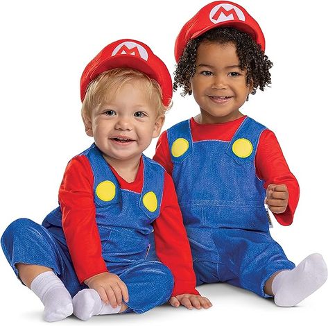 Baby Mario Costume, Mario Fancy Dress, Brother Halloween Costumes, Overalls Costume, Mario Bros Costume, Super Mario Costumes, Mario Hat, Infant Costume, Mario Costume