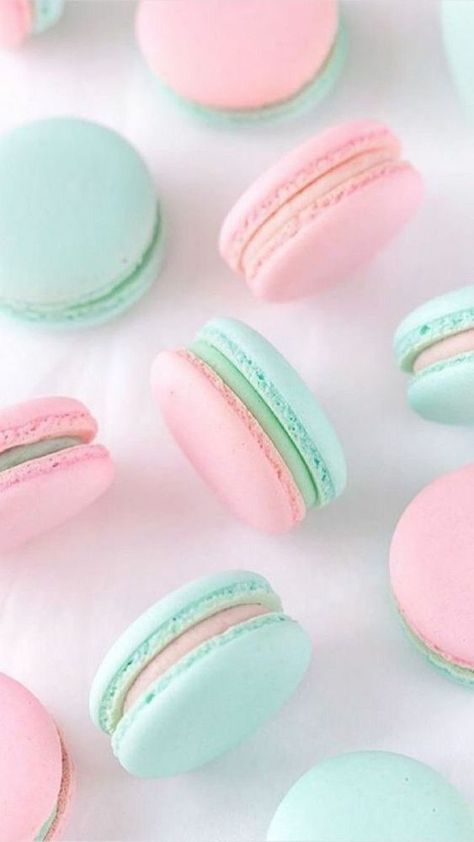 Pastel Macarons, Cake Wallpaper, Food Art Photography, Square Nail Designs, Food Wallpaper, Green And Pink, Pretty Pastel, Macaroons, Pastel Aesthetic