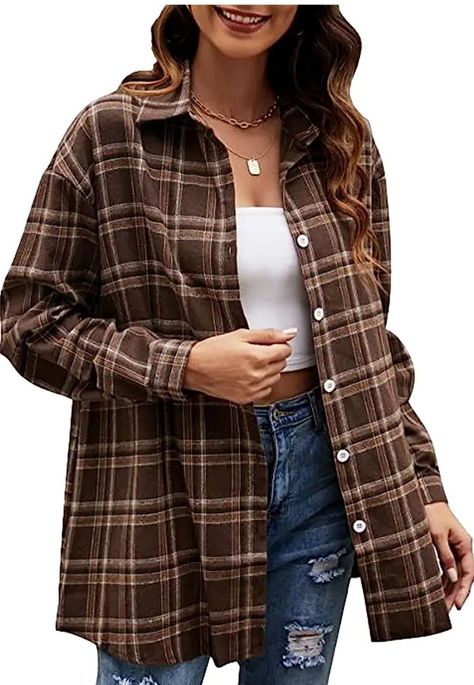 Flannel Shirts For Women, Boyfriend Plaid Shirt, Jackets Fashion Casual, Tweed Blazer Women, Casual Blouse Shirts, Buffalo Plaid Shirt, Drop Shoulder Shirt, Casual Blazer Women, Womens Flannel Shirt