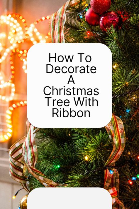 Add elegance to your Christmas tree with ribbon! Our guide shows you how to use ribbon for a professional look, from cascading styles to classic wraps. Learn to choose the right ribbon and master techniques like billowing and bow-making. Transform your tree into a festive masterpiece with our easy-to-follow steps and creative ideas. 🎄🎀 #ChristmasTreeDecor #HolidayCrafts #FestiveDecor Ribbons In Trees, Ribbon Ideas Decoration, Christmas Tree Decorated With Ribbon, Ribbon Wrapped Christmas Tree, Decorating A Tree With Ribbon, Xmas Tree Ribbon Ideas, How To Put Ribbon On Christmas Tree Easy, Decorating Christmas Tree With Ribbon, Adding Ribbon To Christmas Tree