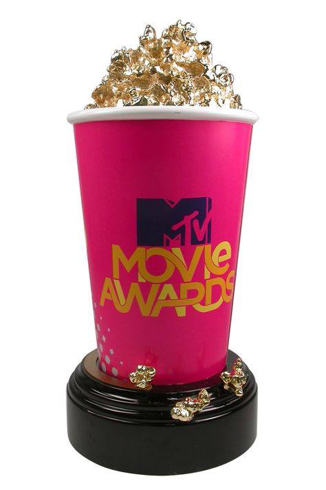 Internationally Recognized 24kt Gold Plated Popcorn Bucket Sculpture Trophy - the MTV Movie Awards - custom made with artisinal crafstmanship by Society Awards Vma Awards Trophy, Acting Awards, Movie Kiss, Mtv Award, Movie Awards Trophy, Bet Awards Trophy, Mtv Awards Trophy, Mtv Movie Awards Trophy, Spotify Awards Trophy