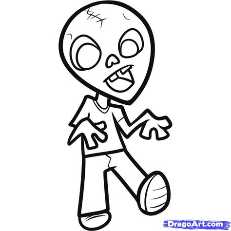 how to draw a zombie for kids step 8 Zombie Drawing Easy, Zombie Drawing, Zombie Drawings, Zombie Cartoon, Paw Drawing, Zombie Face, Scary Drawings, Cute Zombie, Easy Cartoon Drawings