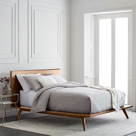 15.7k Likes, 153 Comments - west elm (@westelm) on Instagram: “Our new Arlo bed gives "beauty sleep" a whole new meaning. 😎 Shop it now with the link in bio.…” Idea Bilik Tidur, Reka Bentuk Bilik Tidur, Mid Century Bed, West Elm Bedding, Hiasan Bilik Tidur, Bed Platform, Mid Century Modern Bedroom, Contemporary Bed, Wood Beds