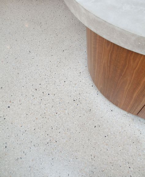 Polished Concrete Floor Kitchen, Polished Concrete Tiles, White Concrete Floors, Concrete Kitchen Floor, Polished Cement Floors, Polished Concrete Kitchen, Concrete Floors In House, Terazzo Floor, Polished Concrete Floor