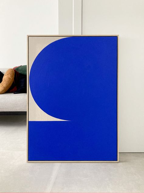 Title / ENTER #82 Artwork / Acrylic on linen canvas 70 x 100 cm Cobalt blue Naturel wooden frame Acrylic Painting Neutral Colors, Artwork Acrylic, Color Abstract, Painting Blue, Linen Canvas, Klein Blue, Flat Color, World Of Color, Blue Art