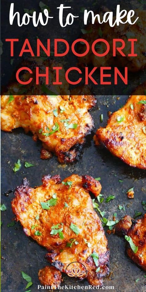 In this Air Fryer Tandoori Chicken recipe, chicken is marinated in a vibrant sauce and is air fried to perfection in minutes. The air fried chicken gets incredible flavor from the tandoori Recipe With Chicken Thighs, Air Fryer Tandoori Chicken, Tandoori Masala Recipe, Tandoori Chicken Marinade, Tandoori Chicken Recipe, Chicken Indian, Tandoori Marinade, Chicken Breast Oven, Chicken Boneless Breast Recipes