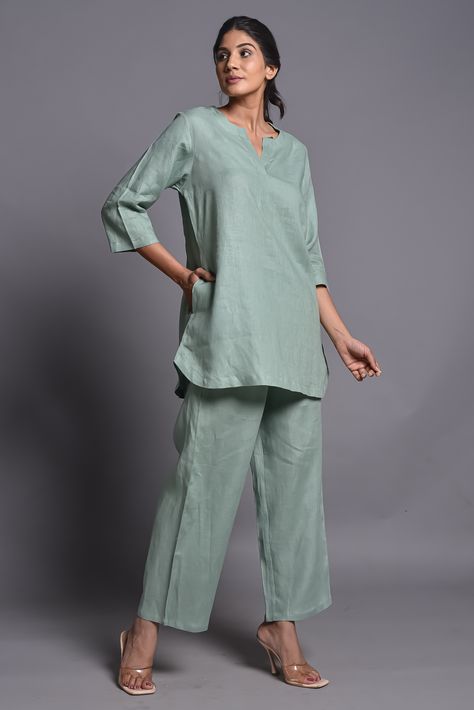 Linen daily use co ord set Simple Co Ord Sets, Linen Coord Sets Women, Linen Coord Set, Co Sets Outfits, Cotton Co Ord Sets, Linen Co Ord Set, Co Ords Outfits Summer, Neetha Manoj, Co Ord Sets Women