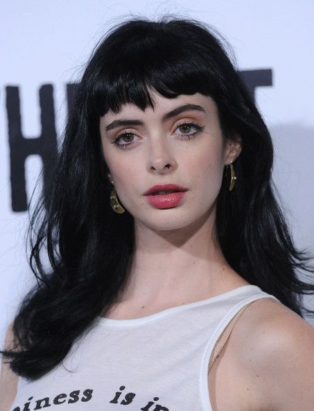 Krysten Ritter bangs Baby Pony, Krysten Ritter, Baby Bangs, Short Bangs, Super Hair, Heart Face Shape, Long Black Hair, Hair Black, Grunge Hair