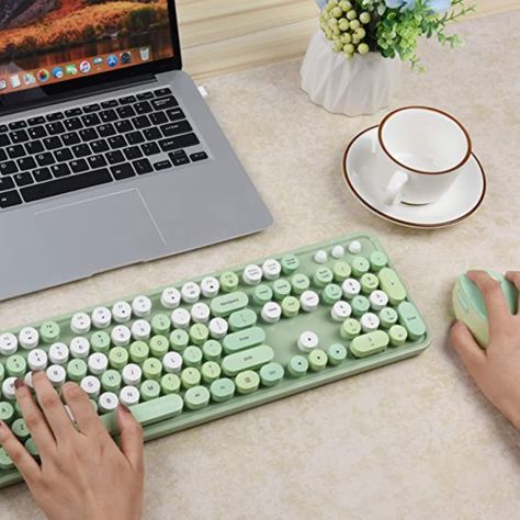 Cute Desk Accessories, Retro Typewriter, Unique Mirrors, Keyboard Pad, Cute Desk, Keyboard Cover, Keyboard Mouse, Pc Setup, Bluetooth Keyboard