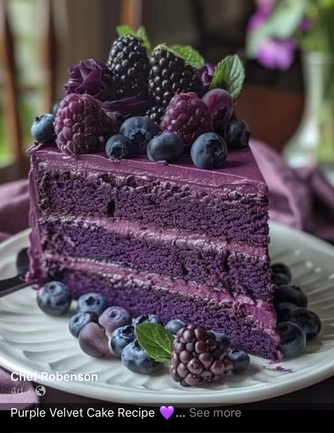 Purple Velvet Cake, Purple Velvet Cakes, Velvet Cakes, Pound Cake Recipes Easy, Purple Food Coloring, Lavender Cake, Velvet Cake Recipes, Purple Food, Delicious Cake Recipes