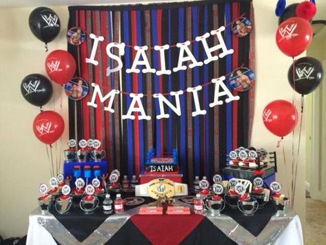 Wwf Birthday Party Ideas, Wwe Centerpieces Ideas, Wwe Birthday Party Ideas Decoration, Wrestling Party Ideas, Wrestling Birthday Party Ideas, Wrestling Birthday Party, John Cena Birthday, Wrestling Birthday Cakes, Wwe Birthday Party Ideas