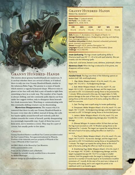 Hag Dnd 5e, Hag 5e, Hag Dnd, Dnd Enemies, Dnd Monster, Dungeons And Dragons Races, Dnd Stats, Dnd Stories, Dungeon Master's Guide