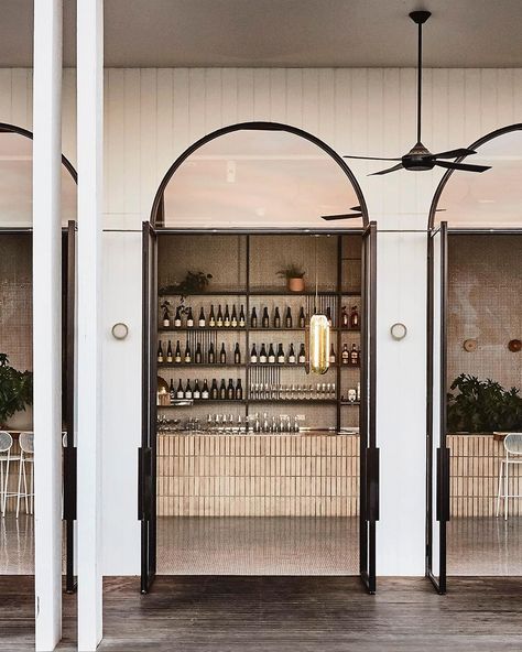 Tania Lambro on Instagram: “S U M M E R. at the @blacksmithlakemulwala designed by the inspiring @thestellacollective #captured by @lillie_thompson 🙌🏼☀️💦 Can we take a…” Walnut Timber, Decoration Vitrine, Freestanding Fireplace, Timber Beams, Hospital Interior Design, Arched Windows, Hospitality Design, Residential Interior, Commercial Design