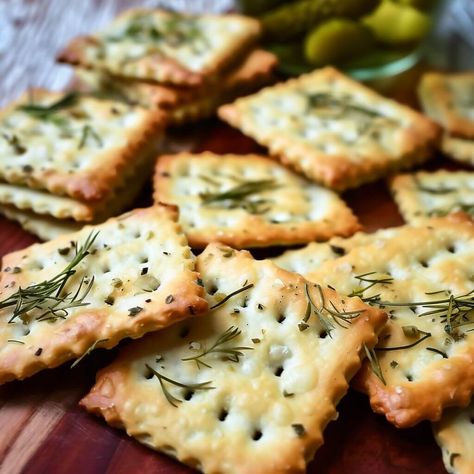 Dill Pickle Saltines Dill Saltine Cracker Recipes, Dill Crackers Recipe, Pickle Seasoning, Seasoned Crackers, Salted Caramel Frosting, Ham And Potato Soup, Strawberry Bread, Cracker Recipes, Dessert Salads