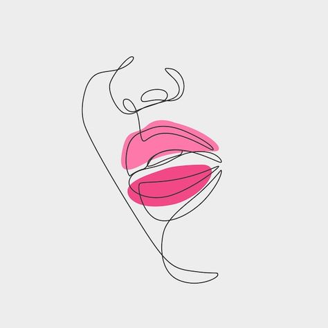 Lips Line Art, Lips Outline, Pink Line Art, Beauty Loft, Vector Face, Sketch Face, Lip Logo, Selling Ideas, Face Outline