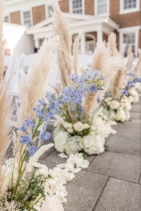 Pampas Blue Wedding, Powder Blue Wedding Decor, Virginia Flowers, Wedding Ceremony Aisle Decor, Mint Powder, Blue Hydrangea Centerpieces, Ceremony Aisle Decor, Christening Decor, Wedding Ceremony Aisle