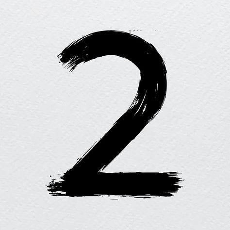 Number 2 brush stroke hand drawn vector font style | free image by rawpixel.com / Mind 2 Font Number, Number 2 Font, Numbers Typography, Face Art Drawing, Paint Font, Number Drawing, Self Love Tattoo, Hand Drawn Fonts, 2 Number