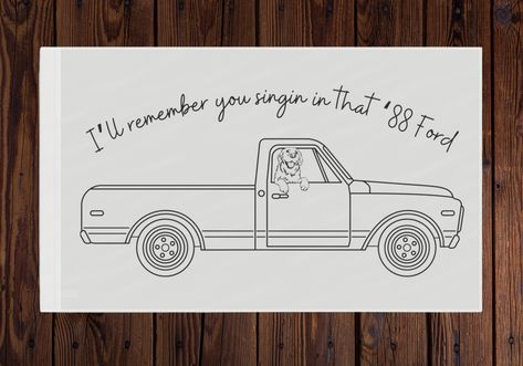 Zach Bryan Art Ideas, Zach Bryan Painting Ideas, Zach Bryan Drawings, Cricut Sweater, Zach Bryan Painting, 1988 Ford F150, Country Music Outfit, Everything Lyrics, I Remember Everything