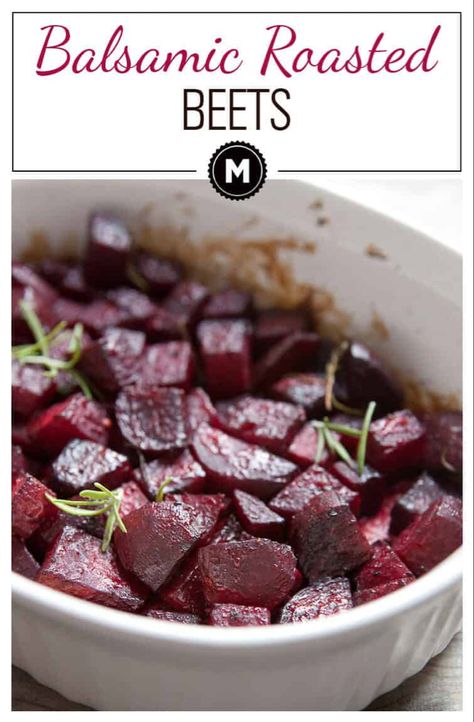 Rosemary roasted beets glazed with honey and balsamic vinegar. The perfect slightly sweet and savory side dish for any meal! 🍴 macheesmo.com #roastedbeets #balsamicglaze #easysidedishes #beetrecipes Beets In Oven, Balsamic Vinegar Glaze, Greek Potatoes, Beet Recipes, Keto Side Dishes, Roasted Beets, Best Side Dishes, Broccoli Recipes, Simply Recipes