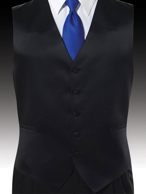 groomsmen black vest royal blue tie Black Suit Royal Blue Tie, Windsor Tie, Royal Blue Tie, Formal Vest, Quinceanera Party, Black Tie Affair, Gray Weddings, Black Vest, Tie Colors