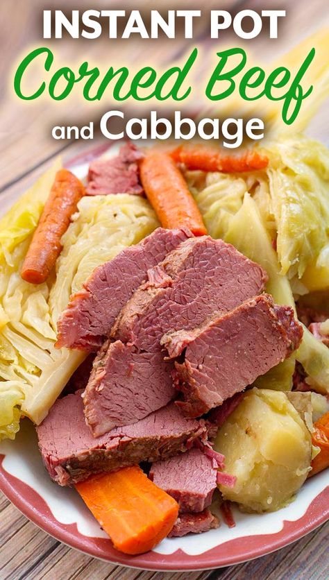 Instant Pot Corned Beef Cabbage is absolutely delicious. Make this classic St. Patrick's Day Irish meal. Pressure cooker corned beef and cabbage is a dump and start recipe! Yummy Instant Pot beef brisket! simplyhappyfoodie.com #instantpotcornedbeefandcabbage #pressurecookerbrisket Brisket And Cabbage, Pressure Cooker Brisket, Pressure Cooker Corned Beef, Irish Meal, Instant Pot Corned Beef, Beef Cabbage, Corned Beef And Cabbage, Corned Beef Brisket, Beef And Cabbage