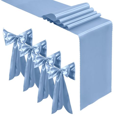 PRICES MAY VARY. [Package Contains] - 24 x Baby Blue Satin Table Runners; Size: 12 x 108 inch(30 x 275 cm); Sufficient quantity and moderate size to meet your various needs, and suitable for rectangular and circular tables that can accommodate 8-10 people. [Silky & Soft Material] Smoothly Satin table runner is made of high-quality Satin fabric. This fabric has a soft and smooth texture, with a bright luster, making your desktop instantly more luxurious and elegant. [Product Features] These silky Light Blue Birthday Party Decorations, Blue Decorations, Blue Quince, Blue Table Runner, Blue Birthday Parties, Circular Table, Table Runners Wedding, Blue Table, Blue Birthday