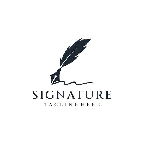 Ink Logo Design, Feather Silhouette, Letter Logo Inspiration, Ink Logo, Feather Logo, Quill And Ink, Star Logo Design, Handwritten Logo, Graphic Design Business Card