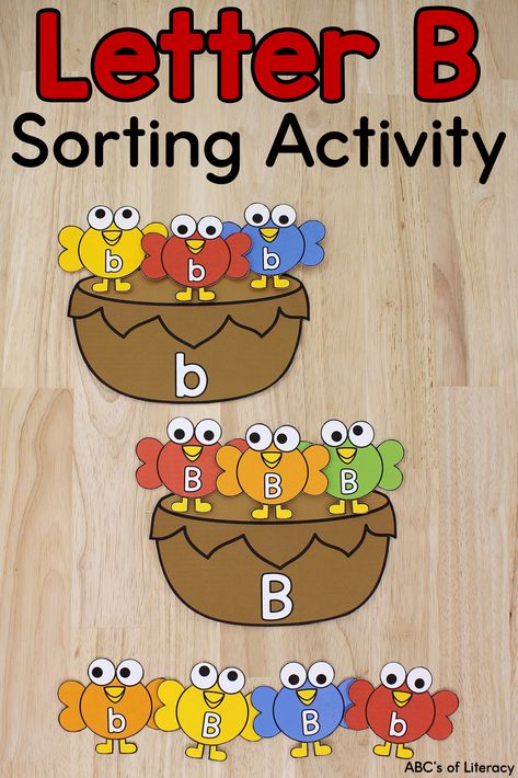 This Letter B Sorting Activity is a fun, hands-on way for them to practice identifying and sorting lowercase and capital letter B in a cute bird theme. #letterB #isforbirds #spring #alphabet #3boysandadog Letter B For Kindergarten, Letter B Fun Activities, Letter B Games For Preschool, Letter Themes For Preschool, Letter B Sensory Bin, Letter Bb Activities For Preschool, Preschool Letter B Activities, B Preschool Activities, Letter B Preschool Activities