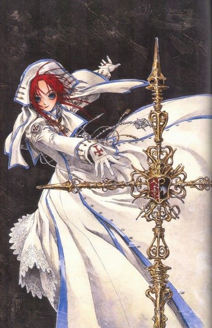 Shibamoto Thores, Gonzo, Trinity Blood, Esther Blanchett Esther Blanchett, Trinity Blood, Blood Art, Gothic Anime, Old Anime, Ethereal Art, 판타지 아트, Manga Illustration, An Anime