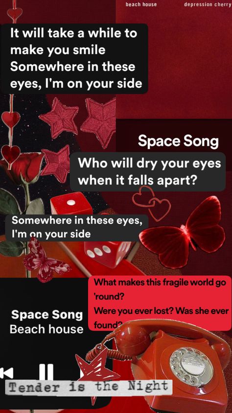 Space song❤️ Space Song Aesthetic, Space Song Lyrics, Space Song, Song Aesthetic, Tender Is The Night, Saddest Songs, It's Fall, Create Collage, Music Lyrics