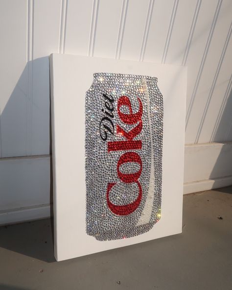 Took some new photos of these gems🫶 Diet Coke Drawing, Canvas Gem Art, Canvas Art With Rhinestones, Diamond Painting Canvas, Reinstone On Canvas, Bedazzled Canvas, Rinestone Painting On Canvas, Trendy Artwork, Diamond Picture