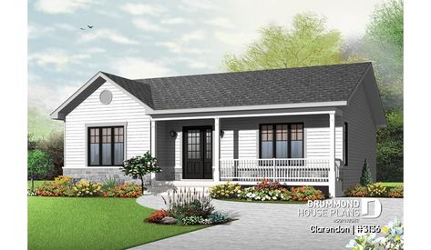 Color version 1 - Front of house plan 3136 Drummond House Plans, A Small House, Ranch House Plan, Ranch Style House Plans, Traditional House Plan, Bungalow House Plans, Ranch Style Homes, Ranch House Plans, Starter Home