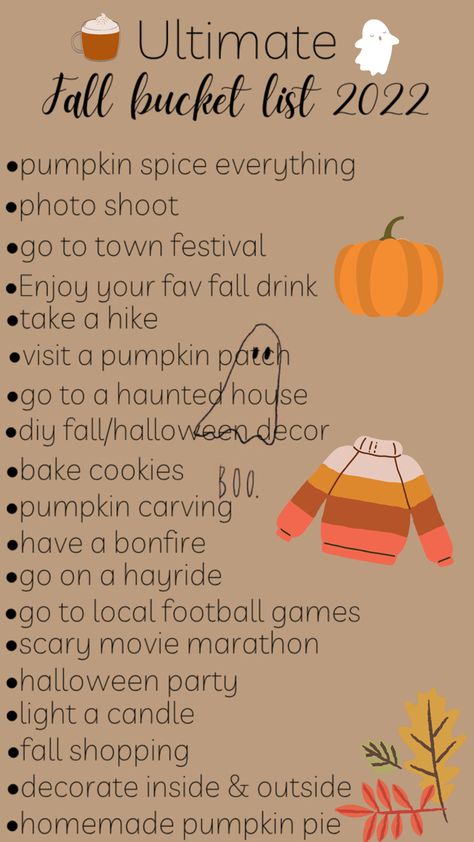 Bucket List 2023 Fall Addition, Things To Do This Fall With Friends, Ultimate Fall Bucket List, Fall 2023 Must Haves, Couple Fall Things To Do, Fall/winter Bucket List, Stuff To Do In Autumn, Fall Activities For Friend Groups, Autumn Wish List