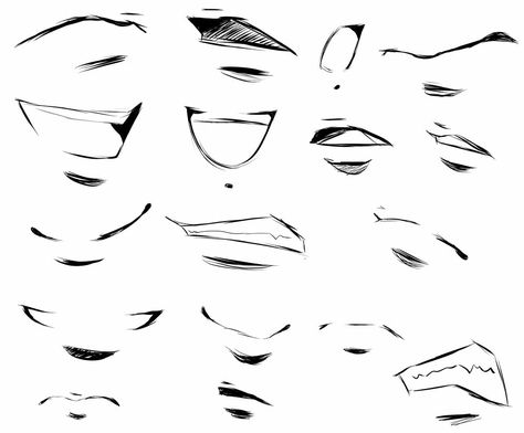 Mouth Drawing Talking, Side Smile Drawing Reference, Stitched Mouth Drawing, Male Eyes Drawing Base, Male Mouth Drawing Reference, Anime Smirk Reference, Smirk Drawing Reference, Smirk Face Drawing Reference, Male Eyes Sketch