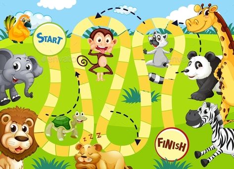 Jungle Animal Board Game Template #Animal, #Jungle, #Board, #Template Preschool Board Games, Safari Game, Disney Game, Board Game Template, Jungle Thema, Free Time Activities, Dinosaur Games, African Savannah, Animal Jungle