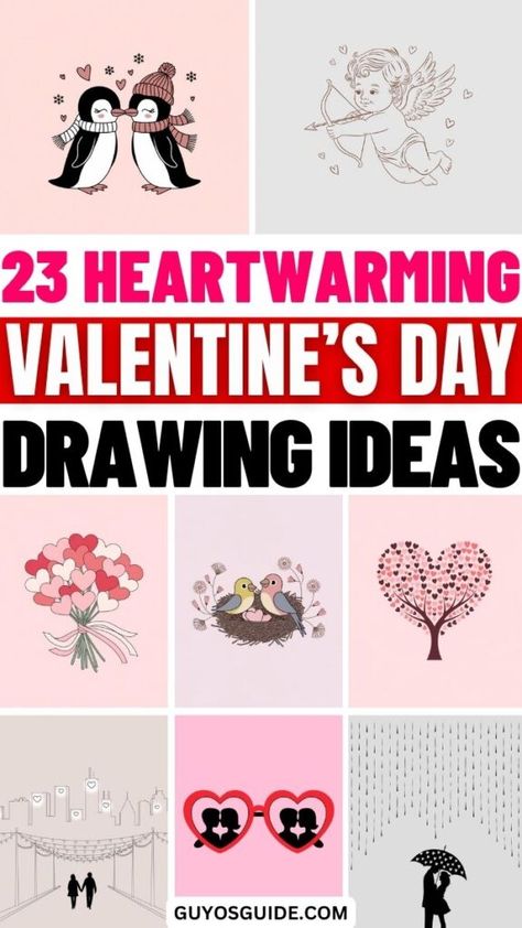 23 Heartwarming Valentine’s Day Drawing Ideas to Inspire You Valentine Sketches Art, Date Night Drawing Ideas, Love Letters Drawing Ideas, Valentines Day Doodles Easy, Cute Valentine’s Day Drawings, Valentine Drawings Easy, Valentines Art Ideas, Valentine’s Day Drawing Ideas, Valentine’s Day Doodles