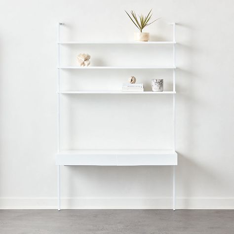 Modern Desks: Rolling, Leaning, Modular & More | CB2 White Lacquer Desk, Wall Mount Desk, Acacia Wood Desk, Grey Leather Chair, Lacquer Desk, Desk With Shelves, Fall Furniture, Glass Top Desk, Marble Desk