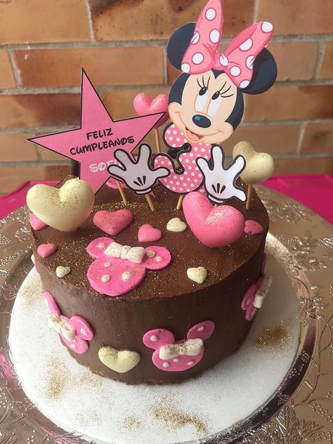 Chocolate con ganache Pastel Mini Mouse, Minnie Mouse Fondant Topper, Topper Minnie Mouse Pink, Fondant Minnie Mouse Bow, Butter Cream Mini Mouse Cake, Chocolates, Minnie Mouse, Pastel, Birthday Cake